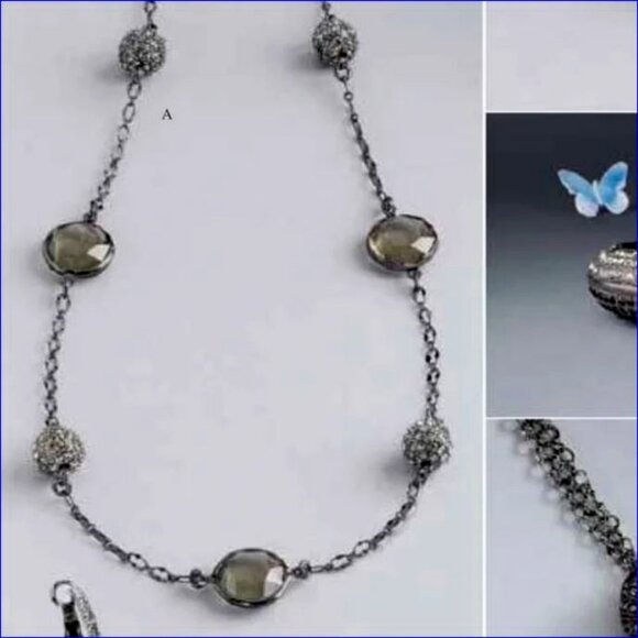LIA SOPHIA "Jody" Cut Crystal / Smoky Hematite Necklace NIB / Retired - Picture 8 of 8